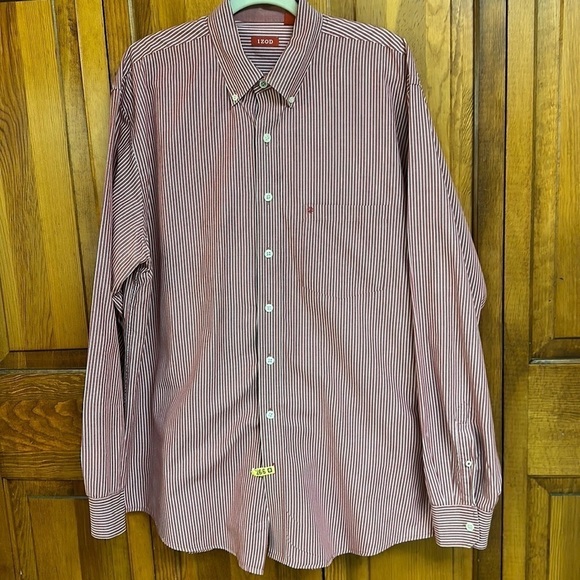 Izod Button-down Dress Shirt White/Red Striped XL - Picture 2 of 9